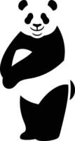 Simple panda silhouette black and white, Panda shape minimal design vector