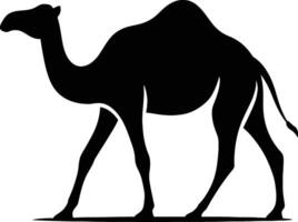 Camel silhouette walking in desert, Desert camel animal silhouette vector