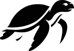 Turtle Flat Black Silhouette, Turtle Simple Design Art vector