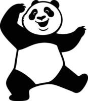 Cheerful Panda Black White Art, Happy Panda for Coloring Page vector