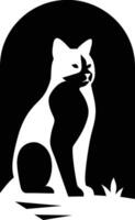 Elegant Cat Silhouette in Archway, Black and White Cat Profile Silhouette vector