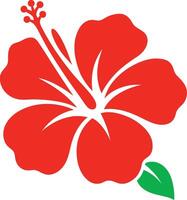 Red hibiscus floral silhouette, Tropical red hibiscus flower design vector