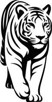 Tiger silhouette bold line art, Powerful tiger graphic design vector