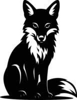 Fox Silhouette Sitting in Style, Minimal Black and White Fox Design vector