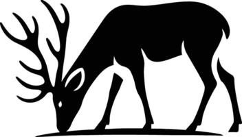 Deer grazing wildlife silhouette, Animal silhouette of deer eating vector