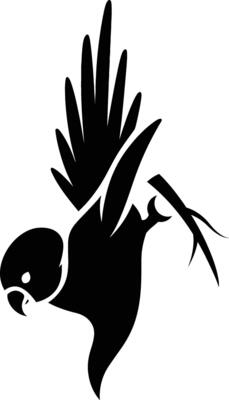 Parakeet Flight Silhouette Art, Parakeet Bird Graphic