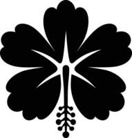 Minimal hibiscus flower black silhouette, Simple hibiscus flower black vector
