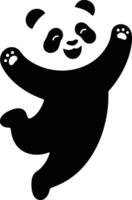Jumping Panda Silhouette Art, Energetic Panda Clipart for Children Projects vector