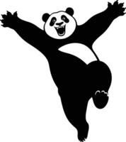 Joyful Panda Leaping Silhouette, Happy Panda Jumping Graphic Design vector