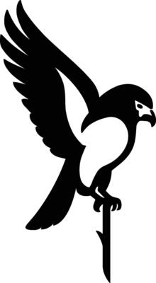 Falcon Branch Silhouette Design, Powerful Raptor Art