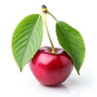 Sharp and Clear Image of a Natural Cherry on a Solid White Background Photo