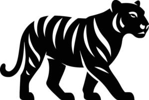 Stylized tiger silhouette bold look, Graphic tiger in black and white vector