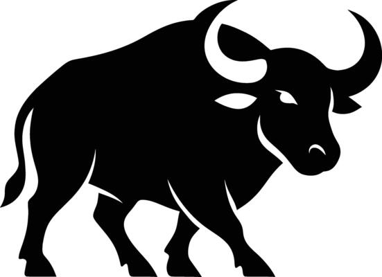Buffalo silhouette design for wild west themes, Strong black buffalo illustration for logo or print