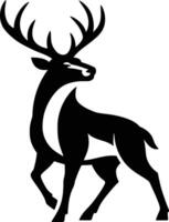 Bold black and white deer figure, Strong deer silhouette style vector