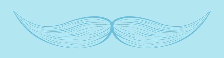 A creative depiction of a mustache design in blue. vector