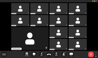 Multiple user profiles displayed on a virtual meeting UI vector