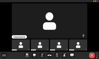 Online gathering showcasing blank user profiles and chat options. vector