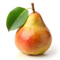 High Resolution Image of a Ripe Pear on a Solid White Background Photo