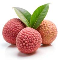 Sharp and Clear Image of a Natural Lychee on a Solid White Background Photo