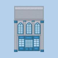 Top view two story building in pixel art style with isolated background vector