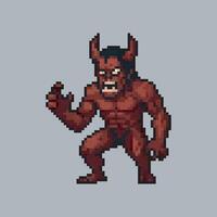 Satan character in pixel art style with isolated background vector