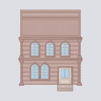 top view two story apartment building in pixel art style with isolated background vector