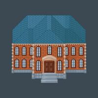 top view palace building in pixel art style with isolated background vector
