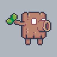 Trunk monster character in pixel art style with isolated background vector