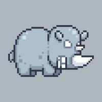 a Rhinoceros in pixel art style with isolated background vector