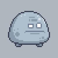 Stone monster character in pixel art style with isolated background vector