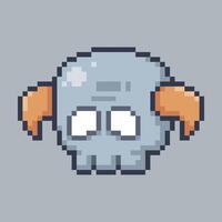 skull head monster in pixel art style with isolated background vector