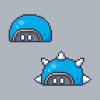 blue shell monster in pixel art style with isolated background vector