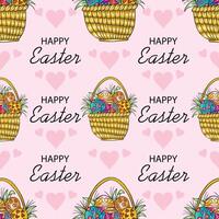 Seamless pattern with easter basket eggs. vector