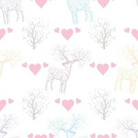 Seamless pattern with cute deer. vector
