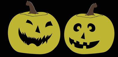 Halloween pumpkin with expression character on black background. cartoon character illustration. vector