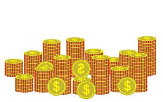 stack of dollar coins on white background. vector