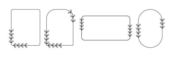 Hand Drawn Botanical Frame with Leaves. Botanical Frame Art vector