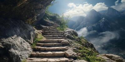 Stone Steps Leading to a Mountaintop A Journey of Ascent and Inspiration photo