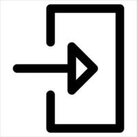 A unique black and white icon of a door with an arrow pointing to it in white background vector