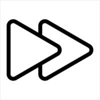 A black and white icon of a play button vector