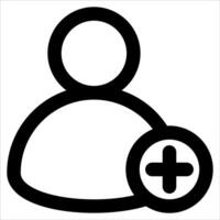 A unique black and white icon of a person with a plus sign vector