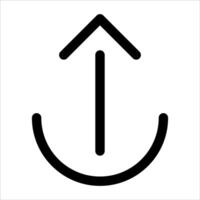 A unique black and white icon of an arrow pointing up vector