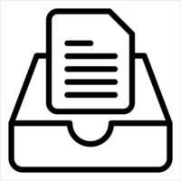 A new black and white icon of a document in a box vector