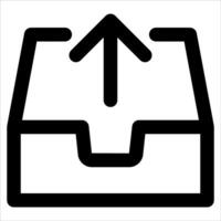 A unique black and white icon of a box with an arrow pointing up vector