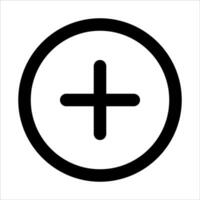 A unique black and white icon of a plus sign vector