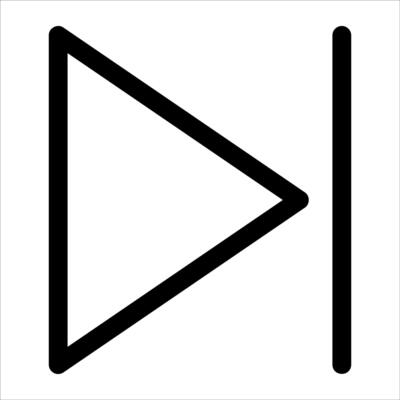 A unique black and white icon of a play button in white background