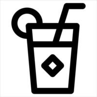 A unique black and white icon of a drink with a straw vector