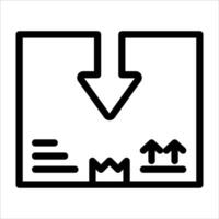 A new black and white icon of a box with an arrow pointing down vector
