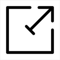 A unique black and white icon of a square with a arrow pointing to the right vector