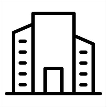 A unique black and white line icon of a building vector